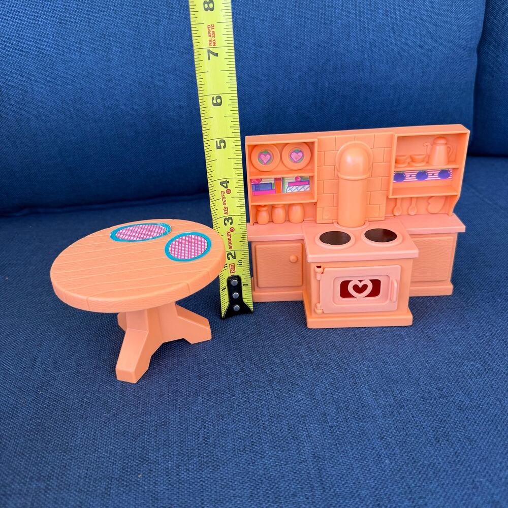 Vintage Dollhouse Kitchen Stove Oven Miniature Table MAL Orange Furniture